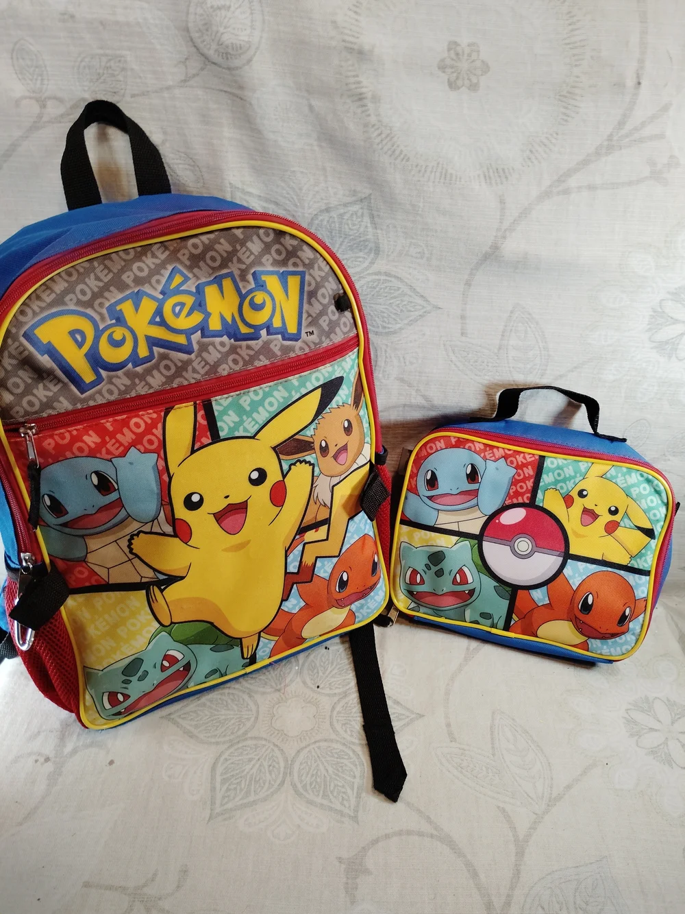 Pokemon Kids Backpack and Lunchbox Set - Yellow, Blue, Red